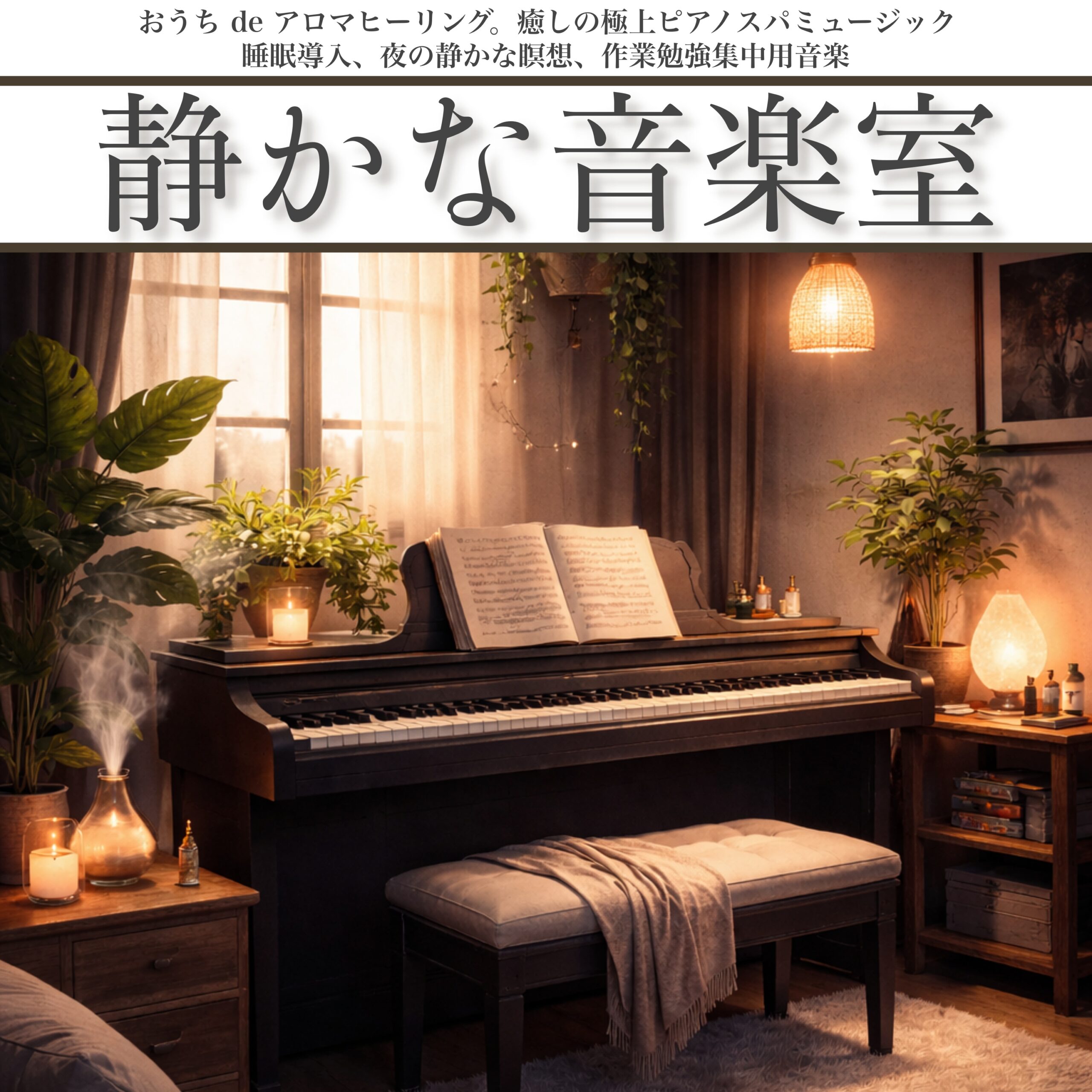 静かな音楽室 おうち de アロマヒーリング。癒しの極上ピアノスパミュージック 睡眠導入、夜の静かな瞑想、作業勉強集中用音楽