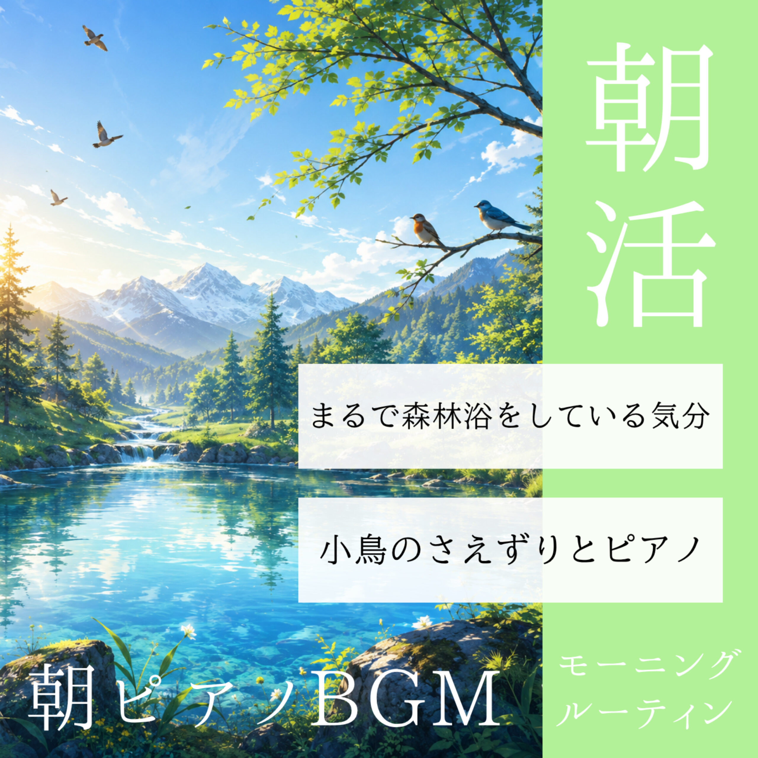 朝ピアノBGM まるで森林浴をしている気分 小鳥のさえずりとピアノ 朝活 モーニングルーティン